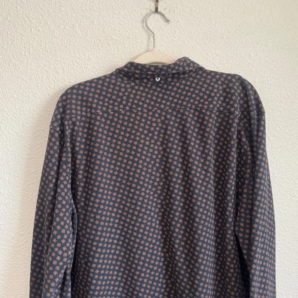 Ralph Lauren Mens XXL Long Sleeve Polo‎ Shirt Navy Geometric Medallion Preppy